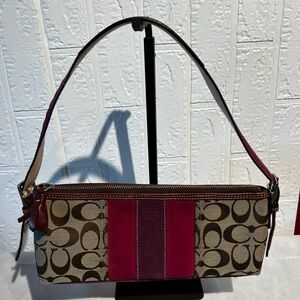 Coach Vintage Y2K Signature Canvas Shoulder Bag in Brown and Burgundy